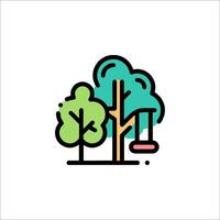 A colorful illustration of a swing and trees vector