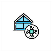 A house with a computer and a computer network icon vector