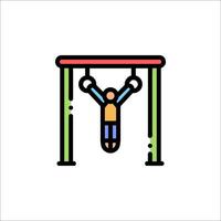 A man hanging from a swing on a playground vector