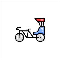 A bicycle with a red and blue umbrella on it vector