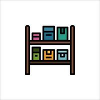 A shelf with boxes and files on it vector