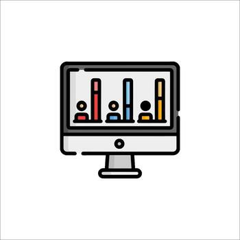 A computer monitor with a bar graph on it vector