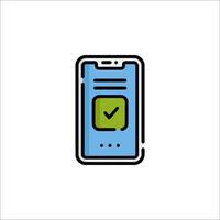A phone with a check mark on it vector