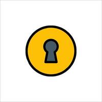 A yellow circle with a keyhole in it vector
