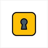 A yellow square with a keyhole icon vector
