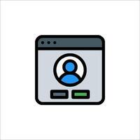 A person is on a computer screen with a blue icon vector
