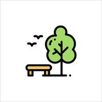 A park bench with a tree and birds vector