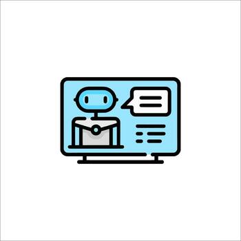 A robot is talking to a person on a computer vector