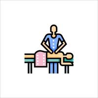 A man is getting a massage on a table vector