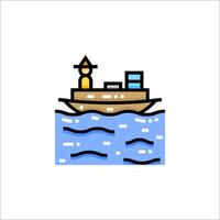 A boat with a man on it in the water vector