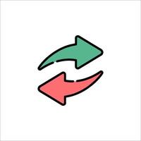 Two arrows pointing in opposite directions, one red and one green vector
