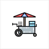 A cart with a red umbrella on it vector