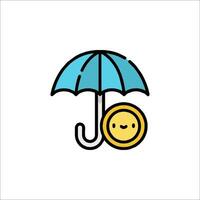 A cartoon umbrella with a smiley face on it vector