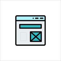A web page icon with a blue background vector