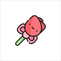 A cute pink flower with a bow on it vector