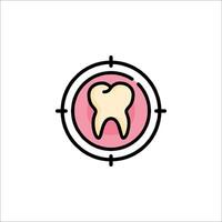 A tooth is shown in a circle with a pink outline vector