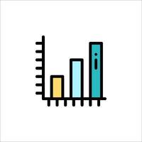 A bar chart icon with a line vector