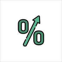Percentage icon with an arrow pointing up vector