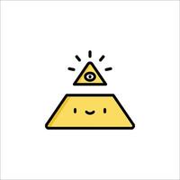 A yellow pyramid with an eye on top vector