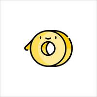 A yellow donut with a smiley face on it vector