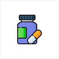 A bottle of pills and a pill capsule icon vector