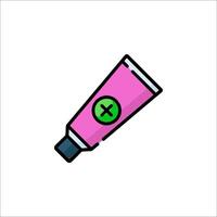 A tube of toothpaste with a green cross on it vector