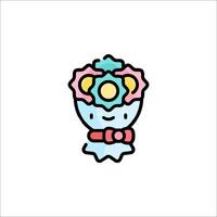 A cute little flower icon with a bow on it vector