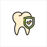 A tooth with a shield and check mark vector