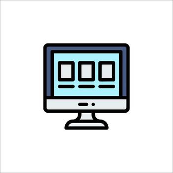 A computer monitor with three screens on it vector