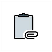 Clipboard icon with a paper clip on it vector