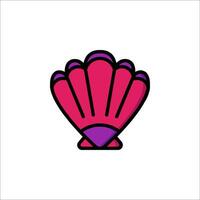 A pink shell icon on a white background vector