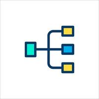 A blue and yellow icon of a computer vector