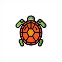 A turtle logo with a green and orange shell vector