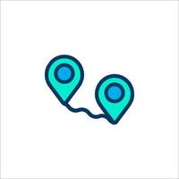 A location marker icon with two blue dots vector