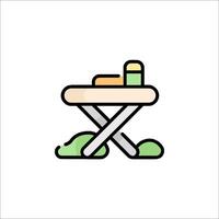 A small table with a bottle of wine on it vector
