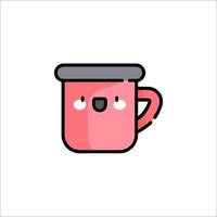 A cute pink cup with a face on it vector