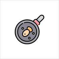A frying pan with food in it vector