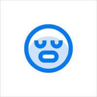 A blue and white emoticor with a frown face vector