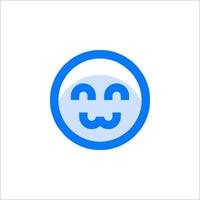A blue smiley face with a blue circle around it vector