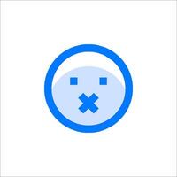 A blue and white icon with a face in the middle vector