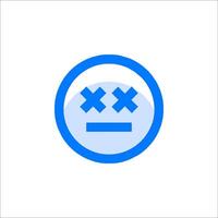 A blue and white icon with an x on it vector