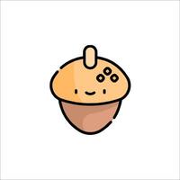 A cartoon acorn icon with a smile vector