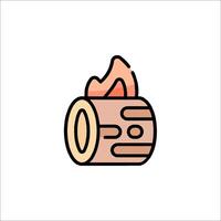 A fire in a log icon vector