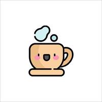 A cute cup of coffee with a face on it vector