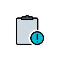A clipboard with an exclamation mark and a check mark vector