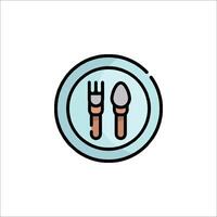 A fork and spoon icon in a circle vector