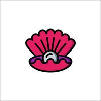 A pink shell with a pearl in it vector