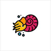 A colorful cartoon fish with a shell on it vector