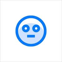 A blue and white icon with a face on it vector