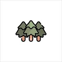 A line drawing of a forest with trees vector